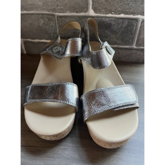 ABEO CORA Leather Sandals Size 8 With Cork Wedge Adjustable - Picture 2 of 15